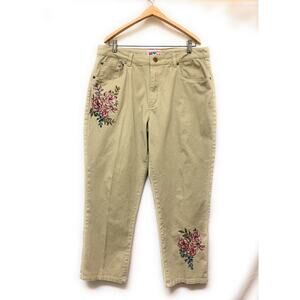 American Sweetheart Women’s 14P Jeans Embroidered Tan Stretchable